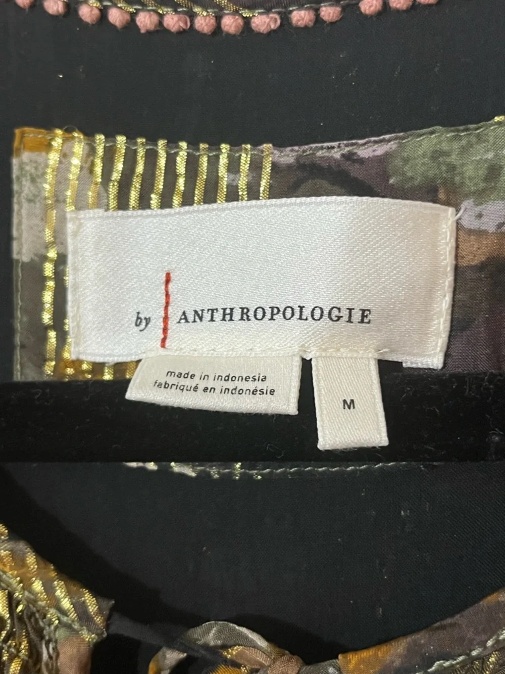 Anthropologie Multicolor Metallic Gold Long Sleeve Maxi Dress size Medium - Picture 3 of 12